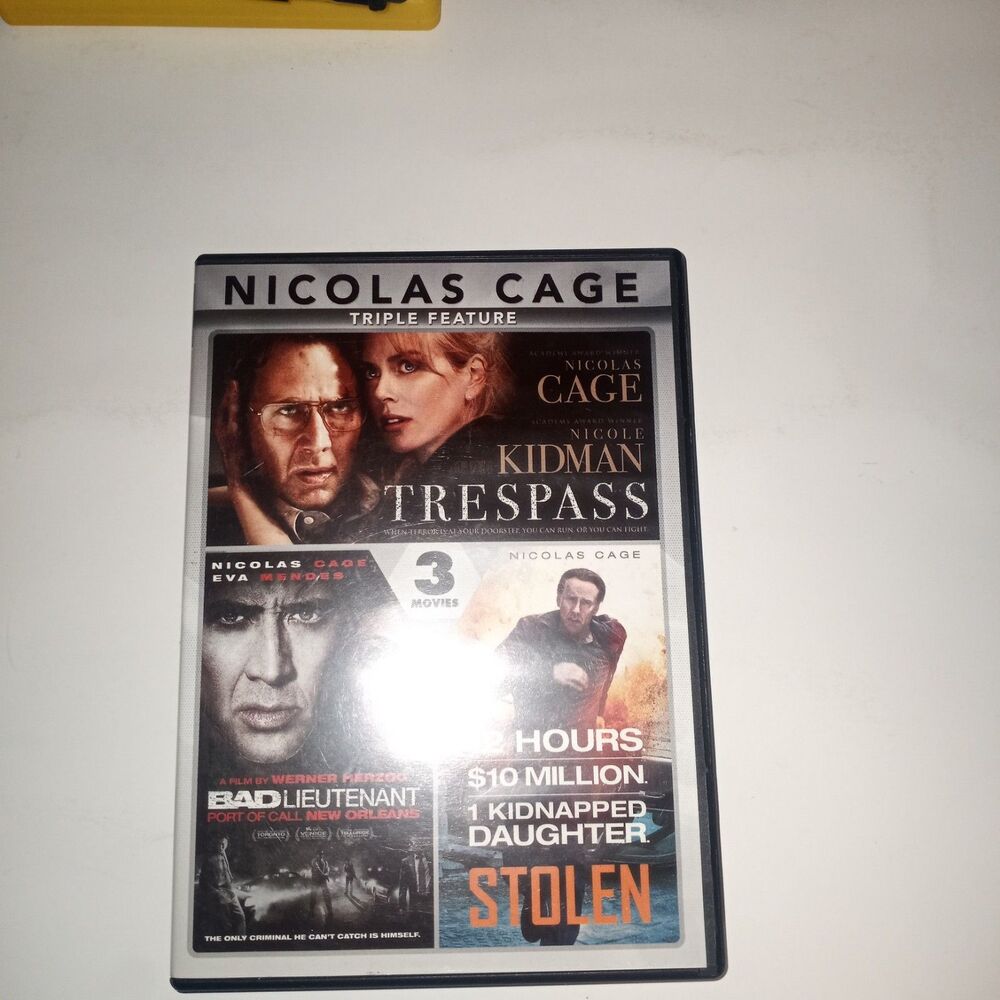 Nicolas Cage Triple Feature (DVD, 2018) Trespass, Stolen, Bad Lieutenant 2 --